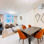 Fully furnished modern 1 bedroom apartment living area in Juffair near Navy Base, approved for US Navy personnel
