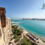 Amwaj high floor luxury duplex apartment living room with panoramic sea view