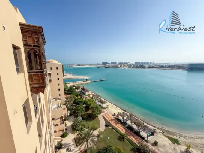 Amwaj high floor luxury duplex apartment living room with panoramic sea view