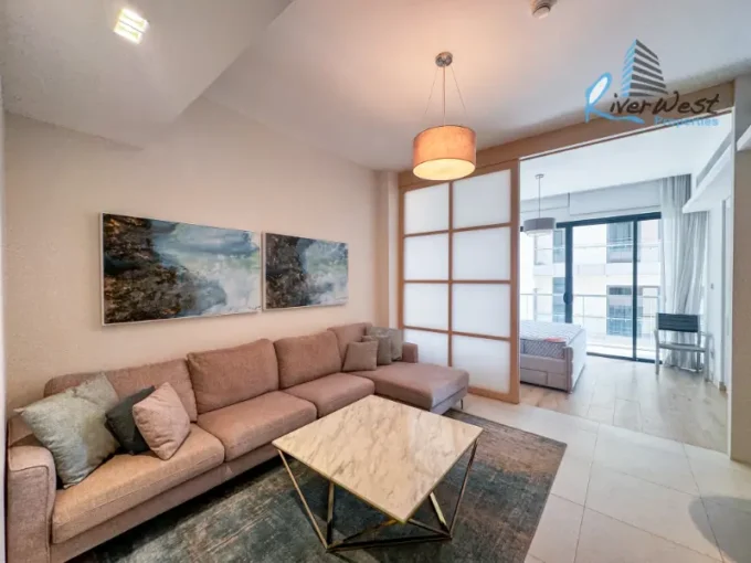 Fully furnished studio apartment for rent in Reef Island with balcony and turnkey amenities
